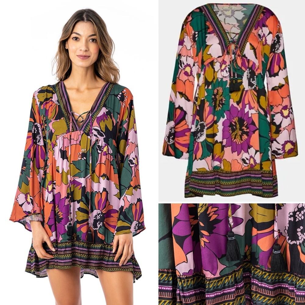 Maaji $178 Logan Dress Retro Floral Womens Small EUC